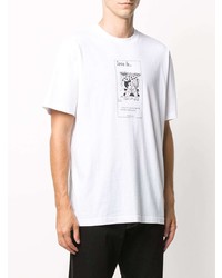 weißes und schwarzes bedrucktes T-Shirt mit einem Rundhalsausschnitt von Vetements