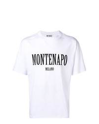 weißes und schwarzes bedrucktes T-Shirt mit einem Rundhalsausschnitt von M1992
