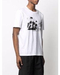 weißes und schwarzes bedrucktes T-Shirt mit einem Rundhalsausschnitt von Moncler