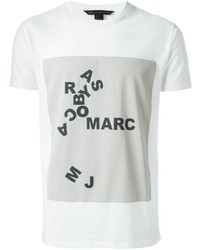 weißes und schwarzes bedrucktes T-Shirt mit einem Rundhalsausschnitt von Marc by Marc Jacobs