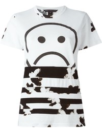 weißes und schwarzes bedrucktes T-Shirt mit einem Rundhalsausschnitt von Marc by Marc Jacobs