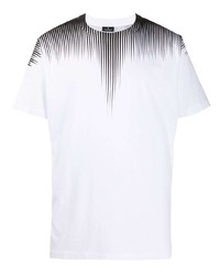 weißes und schwarzes bedrucktes T-Shirt mit einem Rundhalsausschnitt von Marcelo Burlon County of Milan