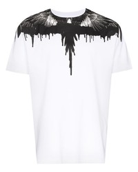 weißes und schwarzes bedrucktes T-Shirt mit einem Rundhalsausschnitt von Marcelo Burlon County of Milan