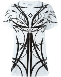 weißes und schwarzes bedrucktes T-Shirt mit einem Rundhalsausschnitt von Marcelo Burlon County of Milan