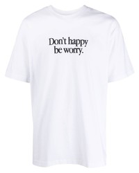 weißes und schwarzes bedrucktes T-Shirt mit einem Rundhalsausschnitt von MARKET