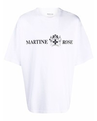 weißes und schwarzes bedrucktes T-Shirt mit einem Rundhalsausschnitt von Martine Rose