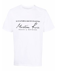 weißes und schwarzes bedrucktes T-Shirt mit einem Rundhalsausschnitt von Martine Rose