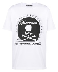 weißes und schwarzes bedrucktes T-Shirt mit einem Rundhalsausschnitt von Mastermind Japan