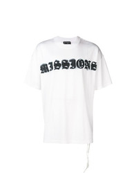 weißes und schwarzes bedrucktes T-Shirt mit einem Rundhalsausschnitt von Mastermind Japan