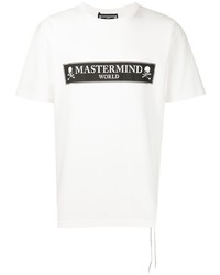 weißes und schwarzes bedrucktes T-Shirt mit einem Rundhalsausschnitt von Mastermind World