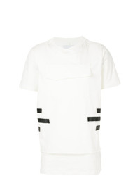 weißes und schwarzes bedrucktes T-Shirt mit einem Rundhalsausschnitt von Matthew Miller
