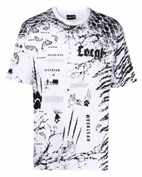 weißes und schwarzes bedrucktes T-Shirt mit einem Rundhalsausschnitt von Mauna Kea