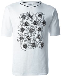 weißes und schwarzes bedrucktes T-Shirt mit einem Rundhalsausschnitt von Mauro Grifoni