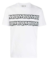 weißes und schwarzes bedrucktes T-Shirt mit einem Rundhalsausschnitt von McQ Alexander McQueen