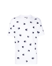 weißes und schwarzes bedrucktes T-Shirt mit einem Rundhalsausschnitt von McQ Alexander McQueen