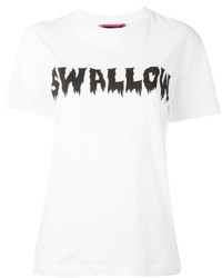 weißes und schwarzes bedrucktes T-Shirt mit einem Rundhalsausschnitt von MCQ