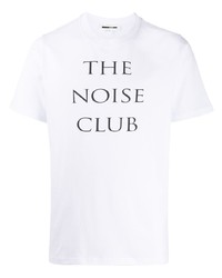 weißes und schwarzes bedrucktes T-Shirt mit einem Rundhalsausschnitt von McQ Swallow