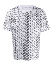 weißes und schwarzes bedrucktes T-Shirt mit einem Rundhalsausschnitt von McQ Swallow