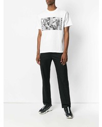 weißes und schwarzes bedrucktes T-Shirt mit einem Rundhalsausschnitt von Cav Empt
