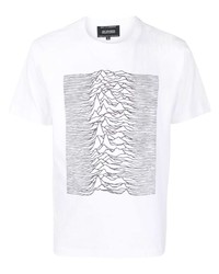weißes und schwarzes bedrucktes T-Shirt mit einem Rundhalsausschnitt von Medicom Toy
