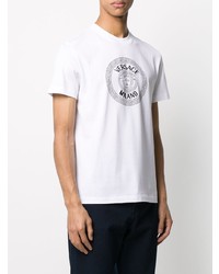 weißes und schwarzes bedrucktes T-Shirt mit einem Rundhalsausschnitt von Versace