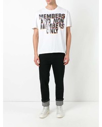 weißes und schwarzes bedrucktes T-Shirt mit einem Rundhalsausschnitt von Stella McCartney