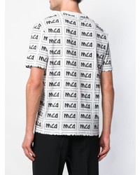 weißes und schwarzes bedrucktes T-Shirt mit einem Rundhalsausschnitt von McQ Alexander McQueen