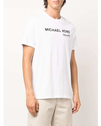 weißes und schwarzes bedrucktes T-Shirt mit einem Rundhalsausschnitt von Michael Kors