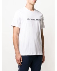 weißes und schwarzes bedrucktes T-Shirt mit einem Rundhalsausschnitt von MICHAEL Michael Kors