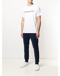 weißes und schwarzes bedrucktes T-Shirt mit einem Rundhalsausschnitt von MICHAEL Michael Kors