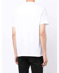 weißes und schwarzes bedrucktes T-Shirt mit einem Rundhalsausschnitt von Armani Exchange