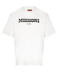 weißes und schwarzes bedrucktes T-Shirt mit einem Rundhalsausschnitt von Missoni