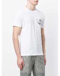 weißes und schwarzes bedrucktes T-Shirt mit einem Rundhalsausschnitt von Emporio Armani