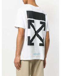 weißes und schwarzes bedrucktes T-Shirt mit einem Rundhalsausschnitt von Off-White