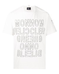 weißes und schwarzes bedrucktes T-Shirt mit einem Rundhalsausschnitt von MONCLER GRENOBLE