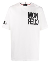 weißes und schwarzes bedrucktes T-Shirt mit einem Rundhalsausschnitt von MONCLER GRENOBLE