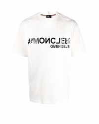 weißes und schwarzes bedrucktes T-Shirt mit einem Rundhalsausschnitt von MONCLER GRENOBLE