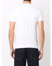 weißes und schwarzes bedrucktes T-Shirt mit einem Rundhalsausschnitt von Calvin Klein Jeans