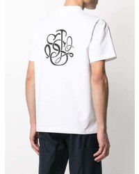 weißes und schwarzes bedrucktes T-Shirt mit einem Rundhalsausschnitt von Soulland