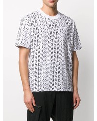 weißes und schwarzes bedrucktes T-Shirt mit einem Rundhalsausschnitt von McQ Swallow