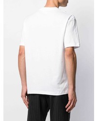 weißes und schwarzes bedrucktes T-Shirt mit einem Rundhalsausschnitt von McQ Swallow