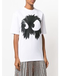 weißes und schwarzes bedrucktes T-Shirt mit einem Rundhalsausschnitt von McQ Alexander McQueen