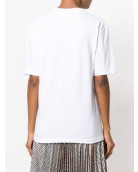 weißes und schwarzes bedrucktes T-Shirt mit einem Rundhalsausschnitt von McQ Alexander McQueen