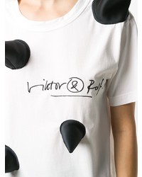 weißes und schwarzes bedrucktes T-Shirt mit einem Rundhalsausschnitt von Viktor & Rolf