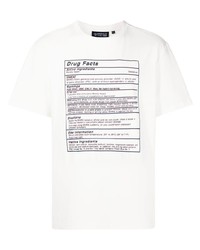 weißes und schwarzes bedrucktes T-Shirt mit einem Rundhalsausschnitt von Mostly Heard Rarely Seen