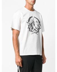 weißes und schwarzes bedrucktes T-Shirt mit einem Rundhalsausschnitt von MONCLER GRENOBLE