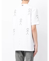 weißes und schwarzes bedrucktes T-Shirt mit einem Rundhalsausschnitt von Thom Browne