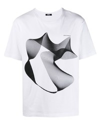 weißes und schwarzes bedrucktes T-Shirt mit einem Rundhalsausschnitt von MSFTSrep