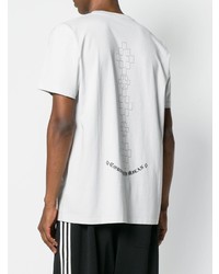 weißes und schwarzes bedrucktes T-Shirt mit einem Rundhalsausschnitt von Marcelo Burlon County of Milan