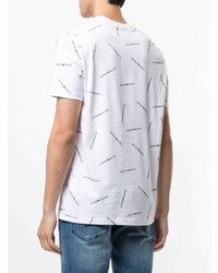 weißes und schwarzes bedrucktes T-Shirt mit einem Rundhalsausschnitt von Emporio Armani